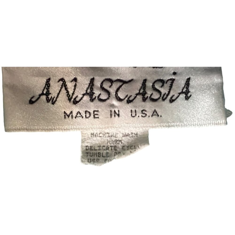 Vintage Anastasia Silky Bright VNeck Blouse Sz Medium Petite Colorful Pink & Bla - Picture 4 of 14